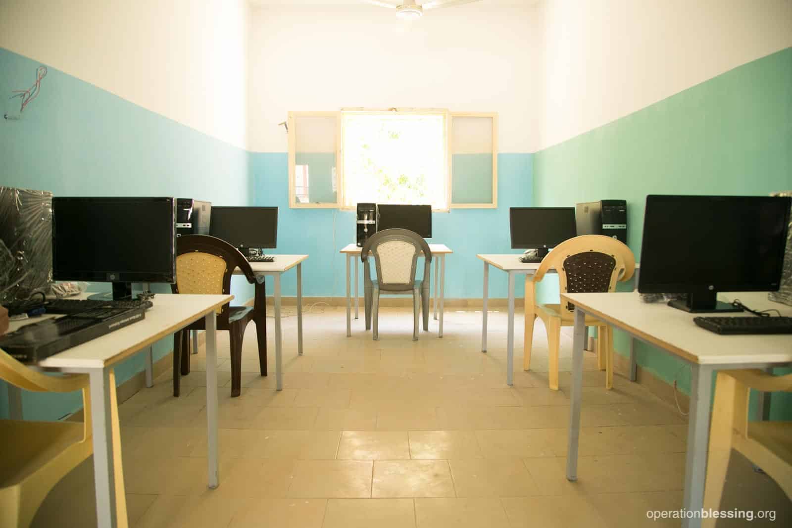 A classroom in Senegal filled with new computers from Operation Blessing partners.