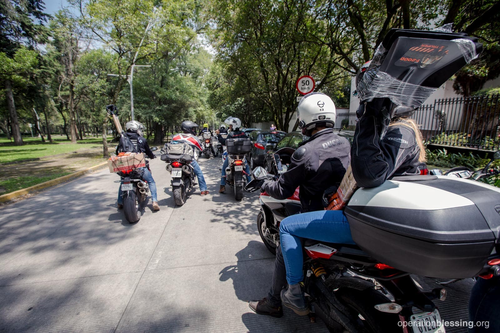 Motorcyles deliver aid in Mexico after an earthquake.