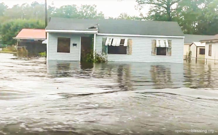 Flooded homes and streets in North Carolina from Hurricane Florence.