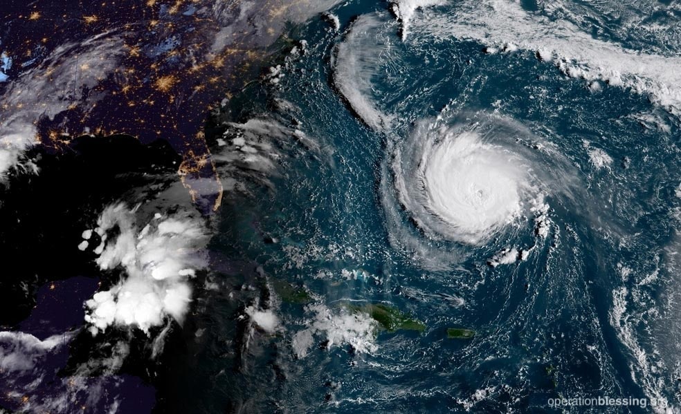 Hurricane Florence as seen from the sky as it approaches the East Coast.