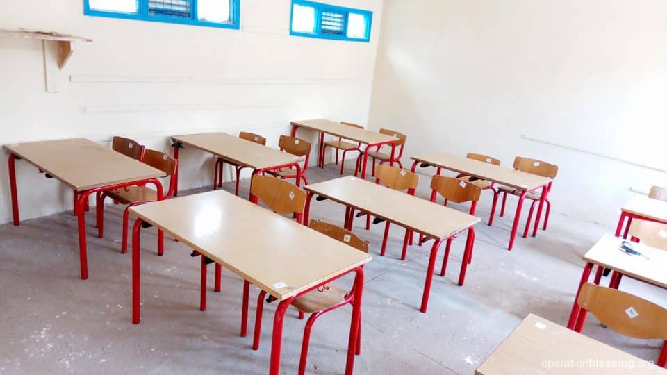 New tables at the special needs school.