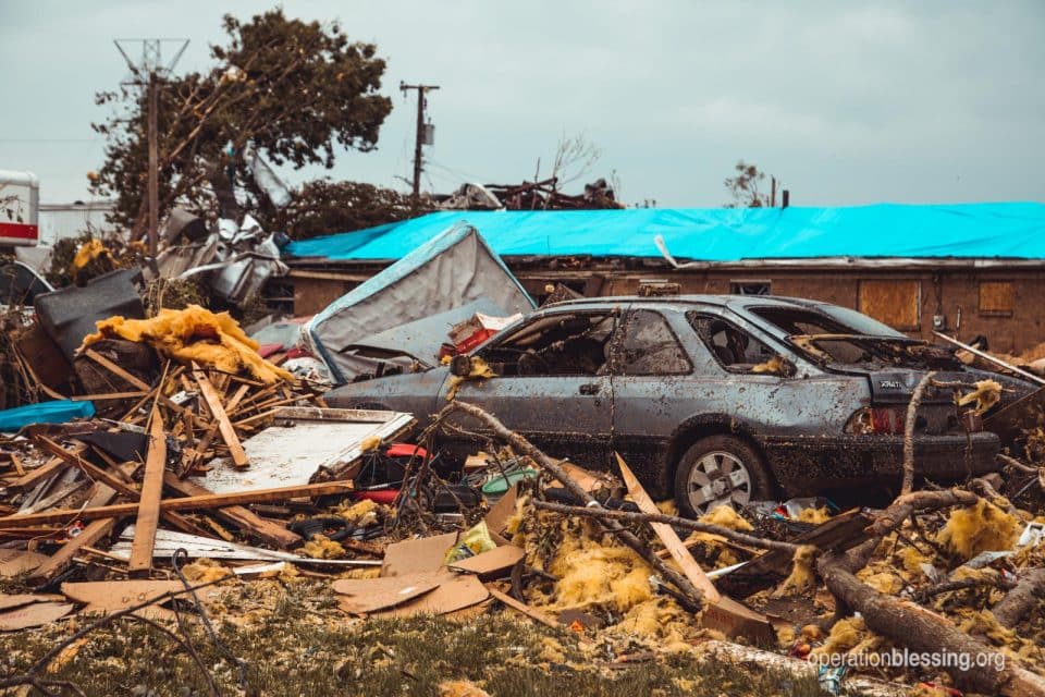 Damage from tornado in Dayton, Ohio.