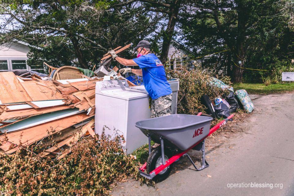 Operation Blessing volunteer helps with recovery on Ocracoke Island.