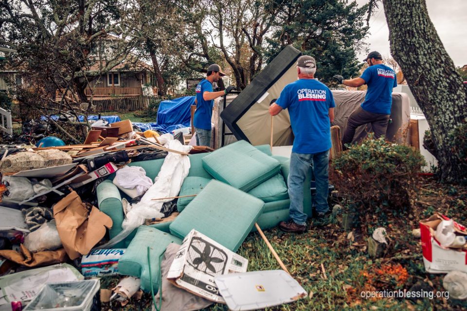 Debris after Hurricane Dorian in Ocracoke Island.