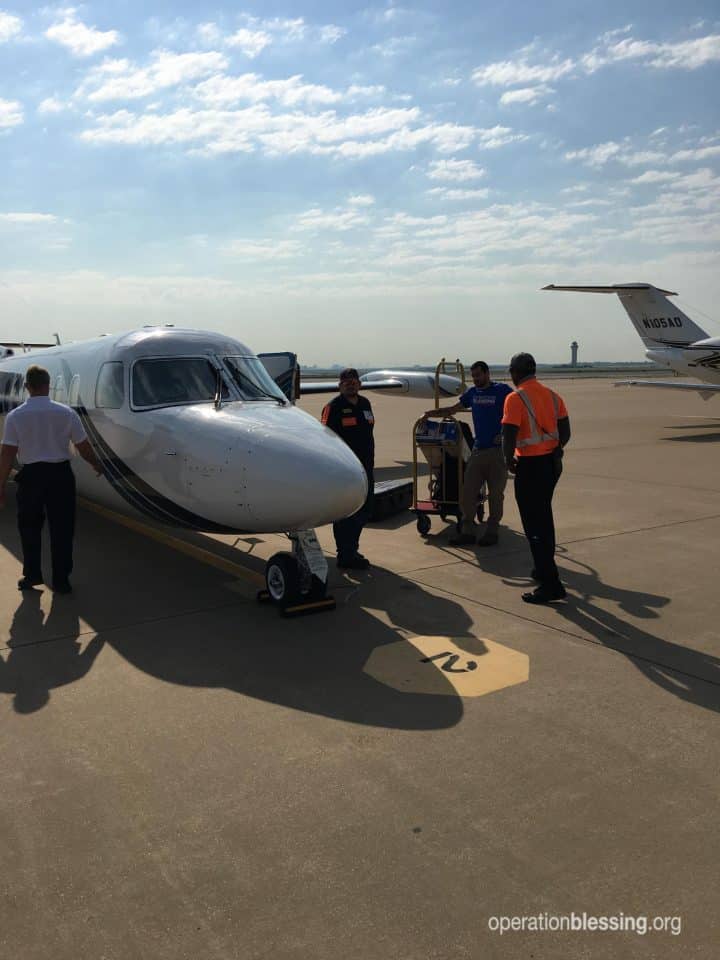 A Judah 1 plane flying Operation Blessing to the Bahamas.