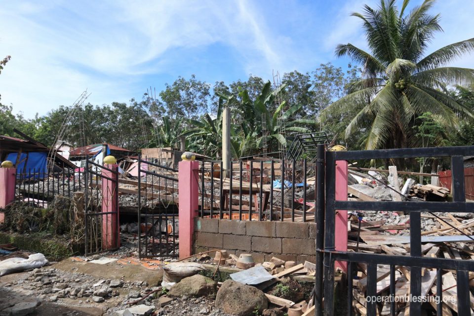 Damage and crumbled buildings from the earthquake in the Philippines.