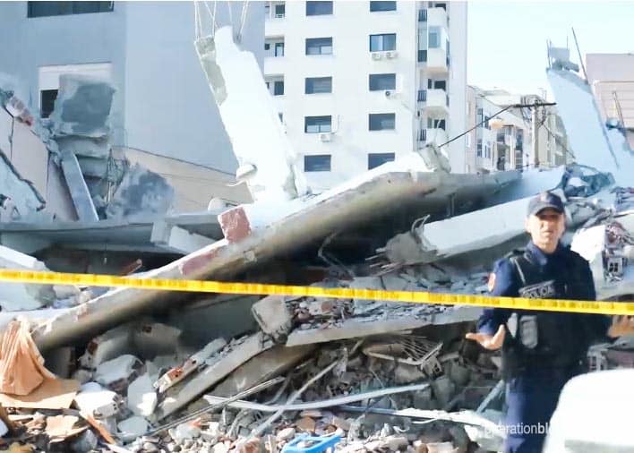 Destruction from the Albania earthquake.