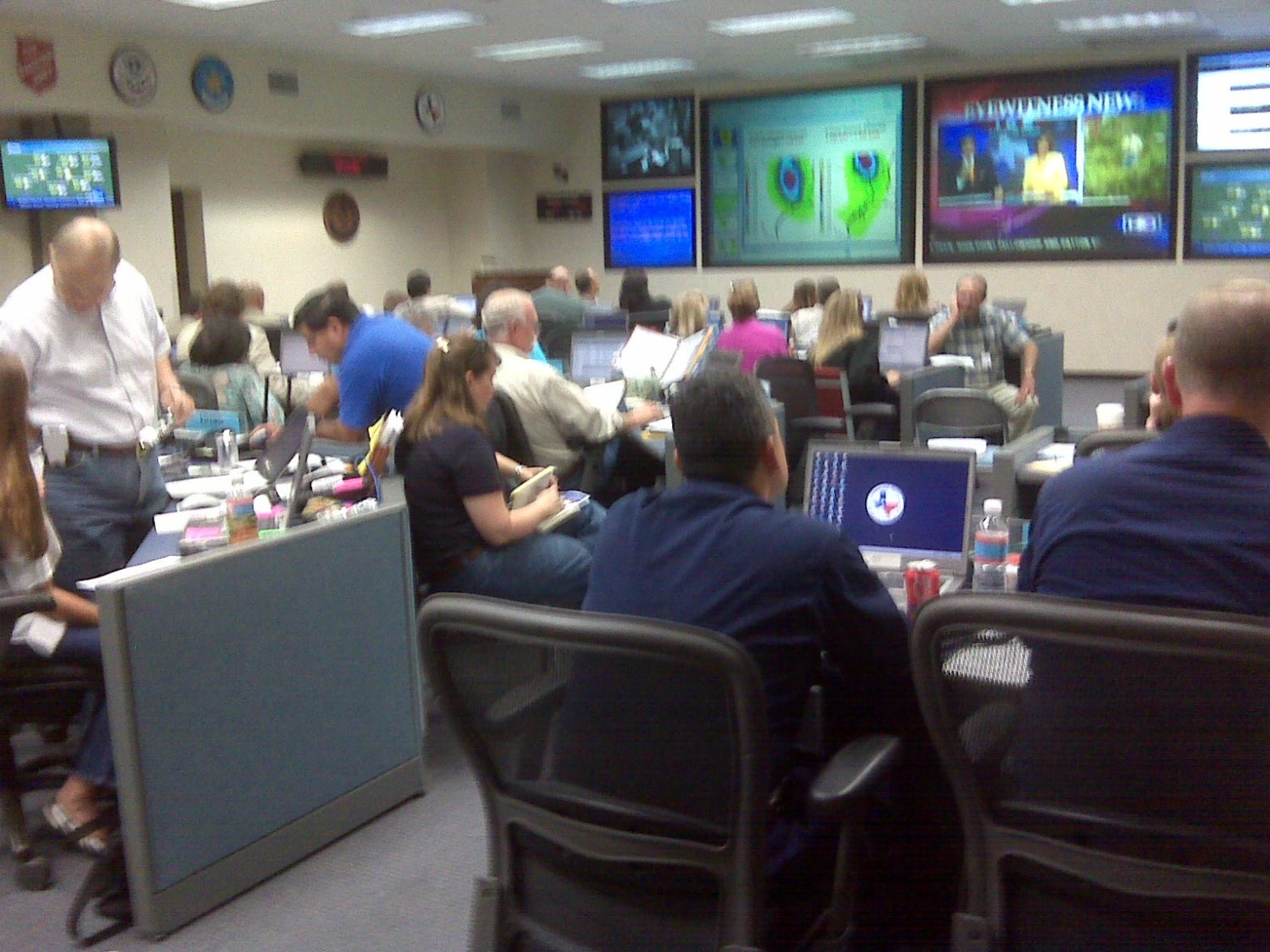 Preparing for Hurricane Ike in the control room.