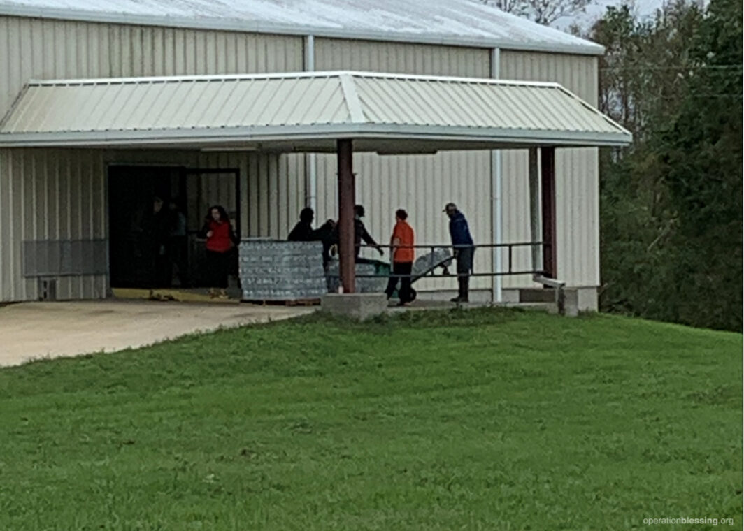 Disaster relief supplies at church in Louisiana.