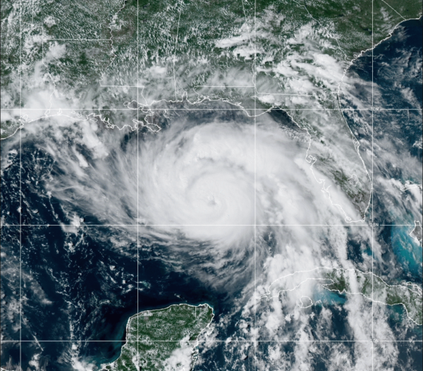 Satellite image of Hurricane Ida approaching landfall
