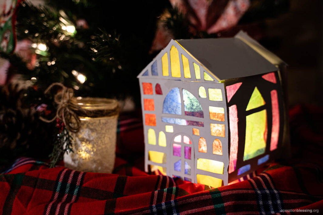 International DIY Christmas craft, Haitian fanal, from Haiti, and frosted Mason jar.