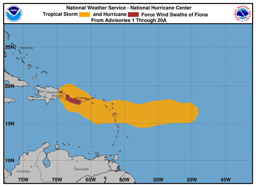 hurricane fiona path puerto rico