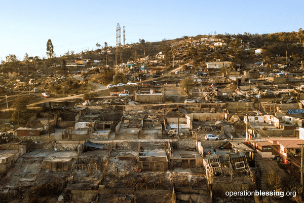 devastating fire damage in Chile